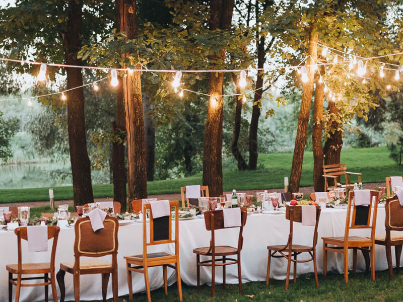 Rustic Barn Reception Under the Stars - String Lights event lighting