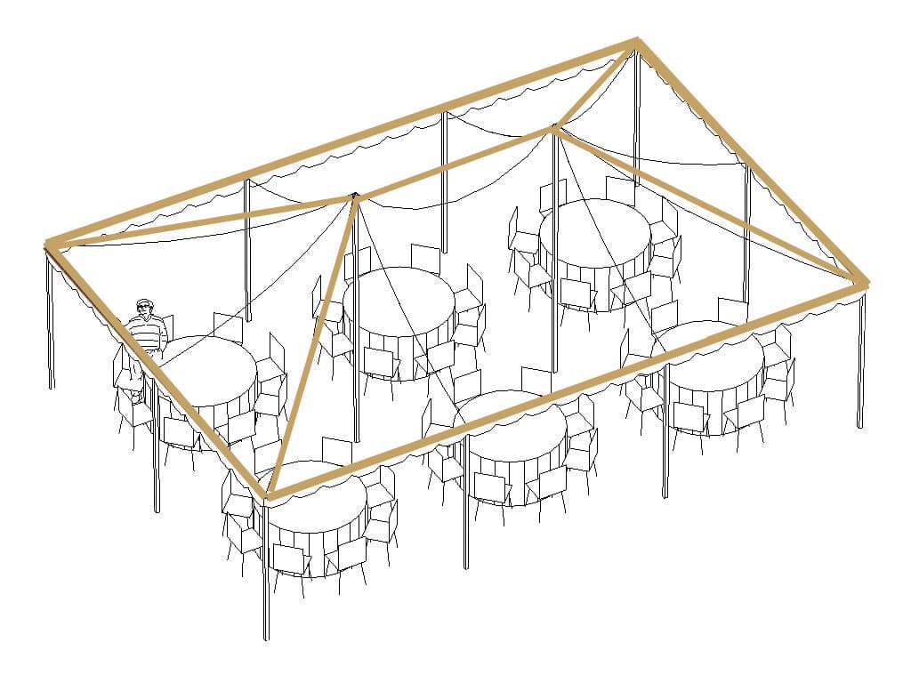 Corner to Peak — top-down tent diagram