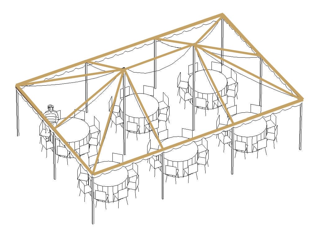 Deluxe Tent Lighting — top-down tent diagram