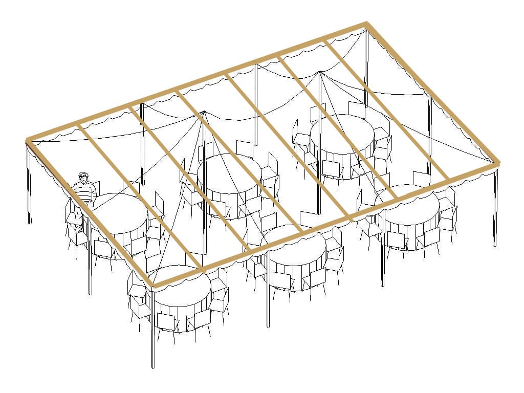 Parallel Lighting — top-down tent diagram