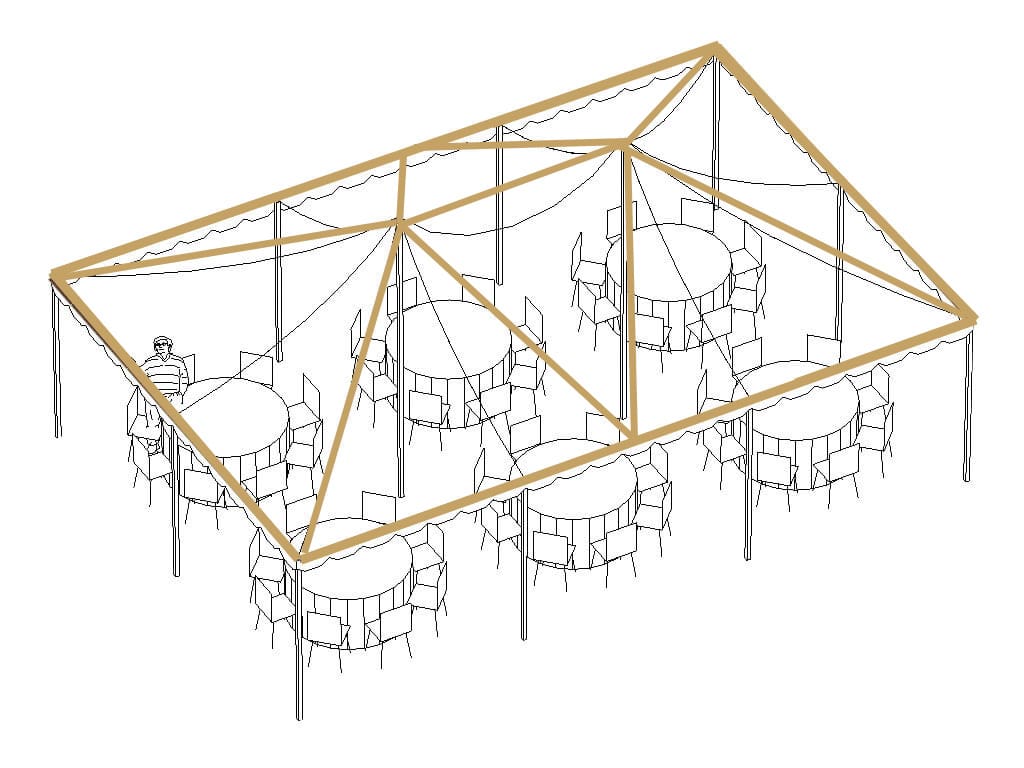 Radial Lighting — top-down tent diagram
