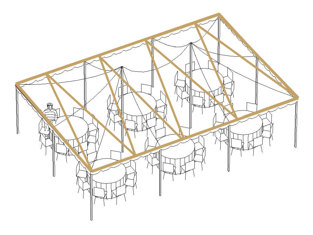 Zig Zag Lighting — top-down tent diagram